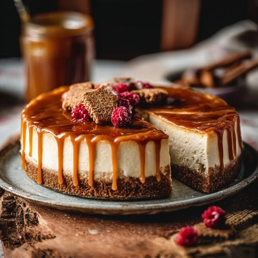 Creamy Gingerbread Cheesecake with Caramel Bliss
