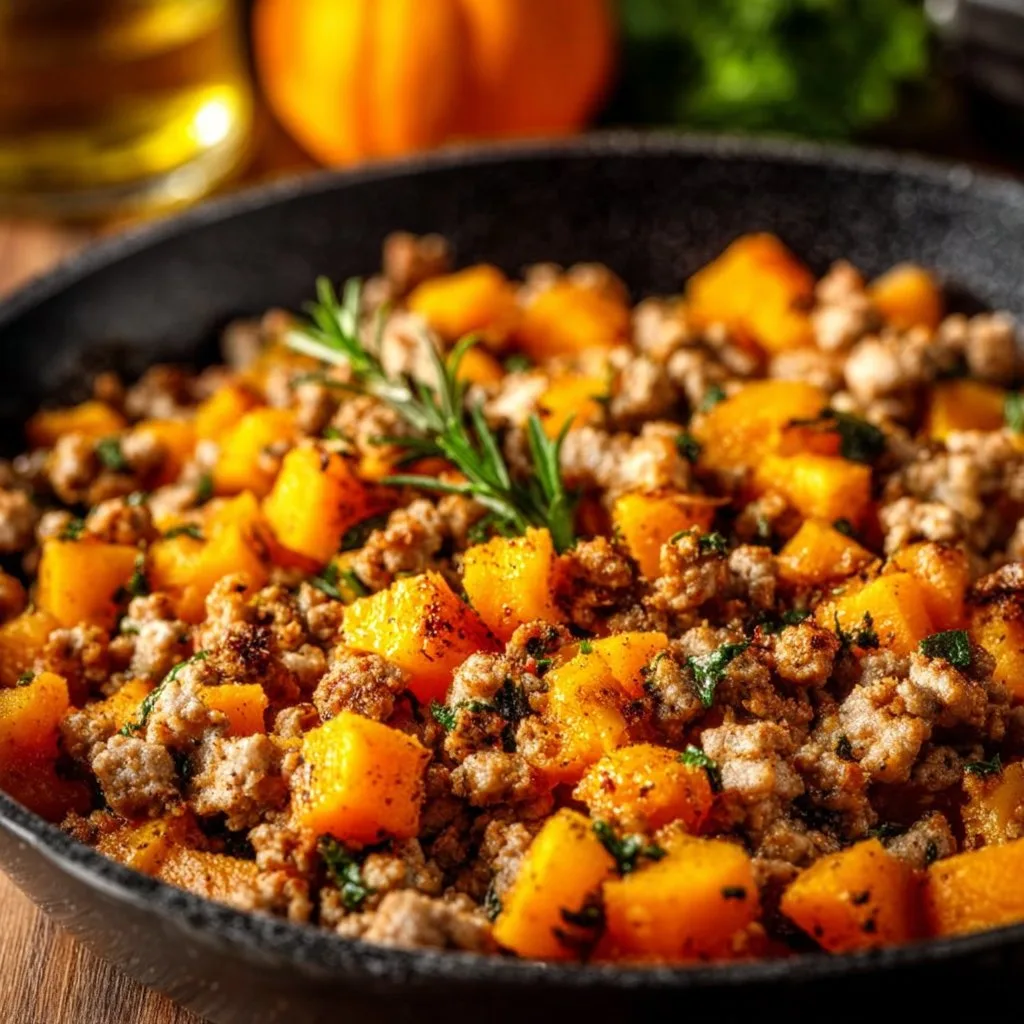 Ground Turkey Butternut Squash Skillet