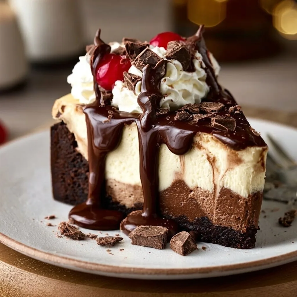 Hot Fudge Sundae Brownie Cheesecake