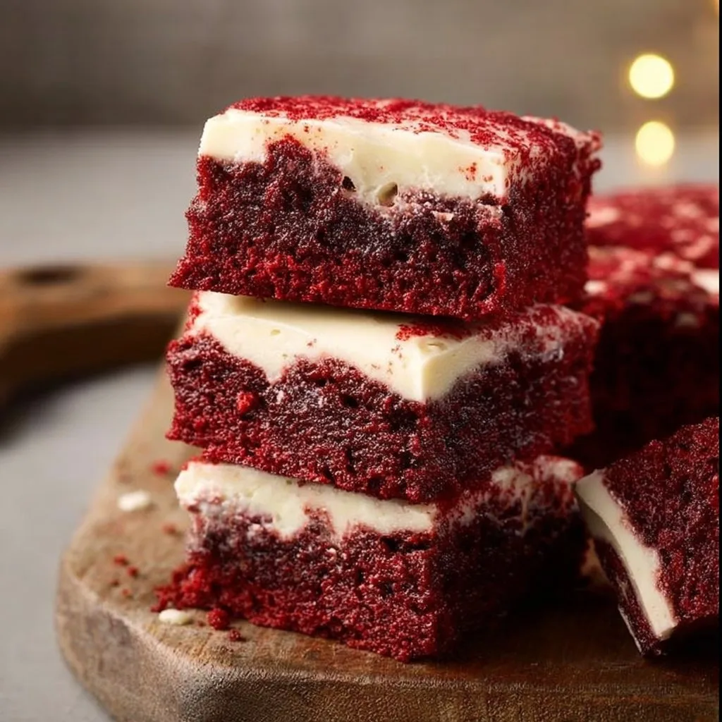 Chewy Red Velvet Brownies with Cream Cheese Frosting