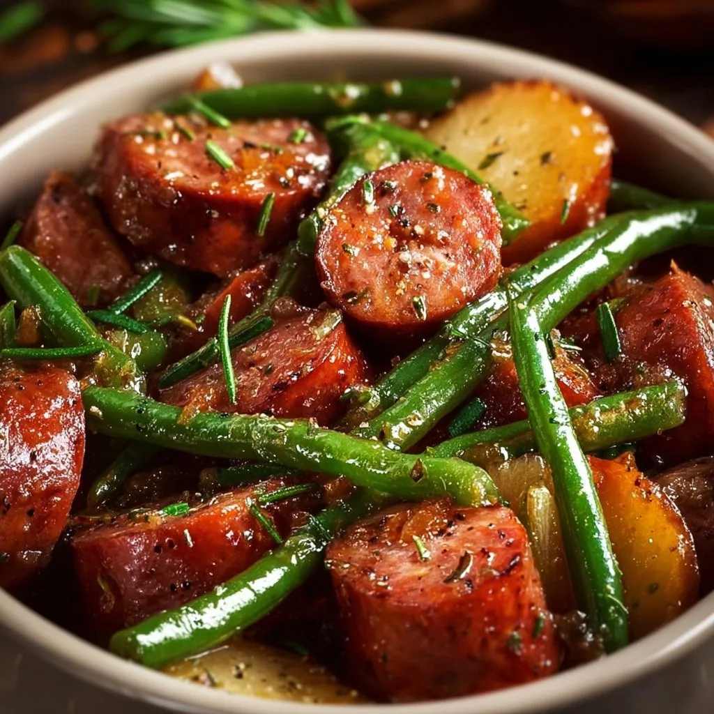 Crockpot Kielbasa and Green Beans