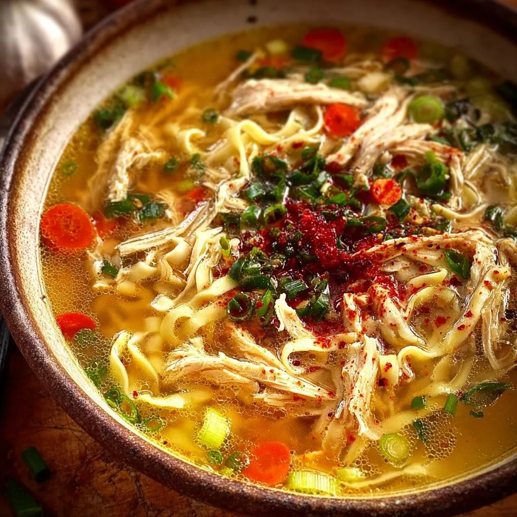 Classic Ginger Garlic Chicken Noodle Soup