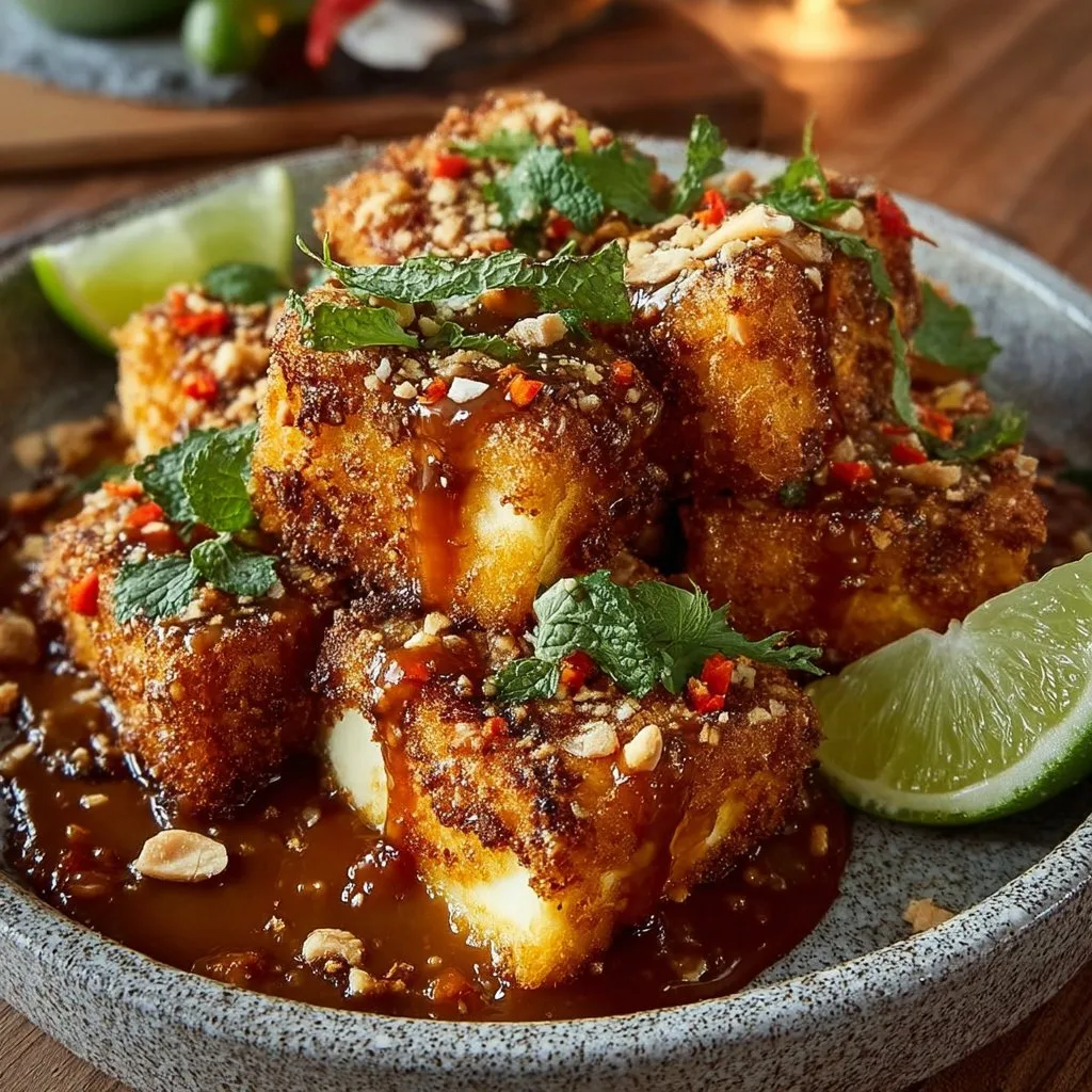 Crispy Tofu with Spicy Peanut Sauce
