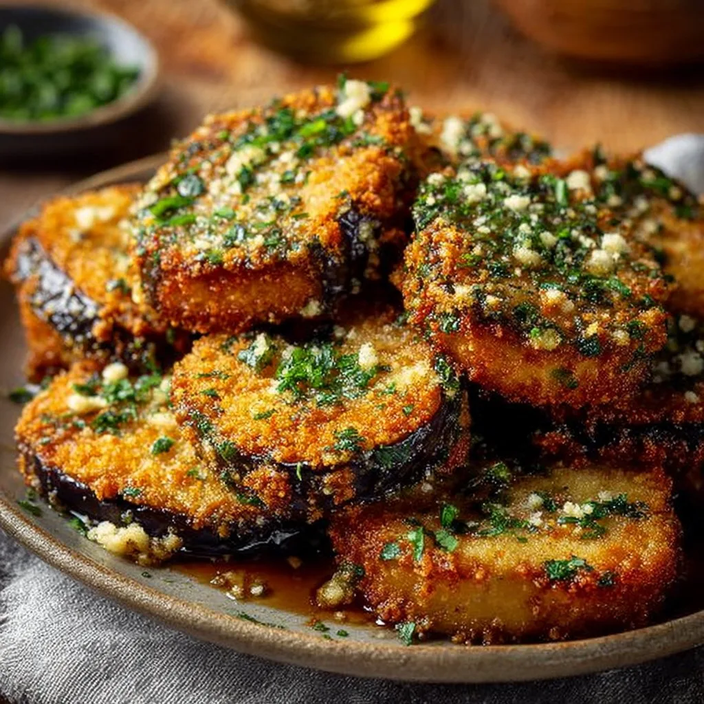 Garlic Herb Crusted Eggplant Slices