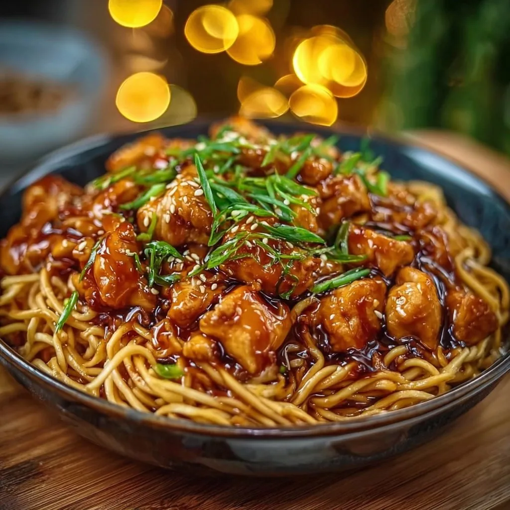 Irresistibly Sticky Garlic Chicken Noodles You'll Love