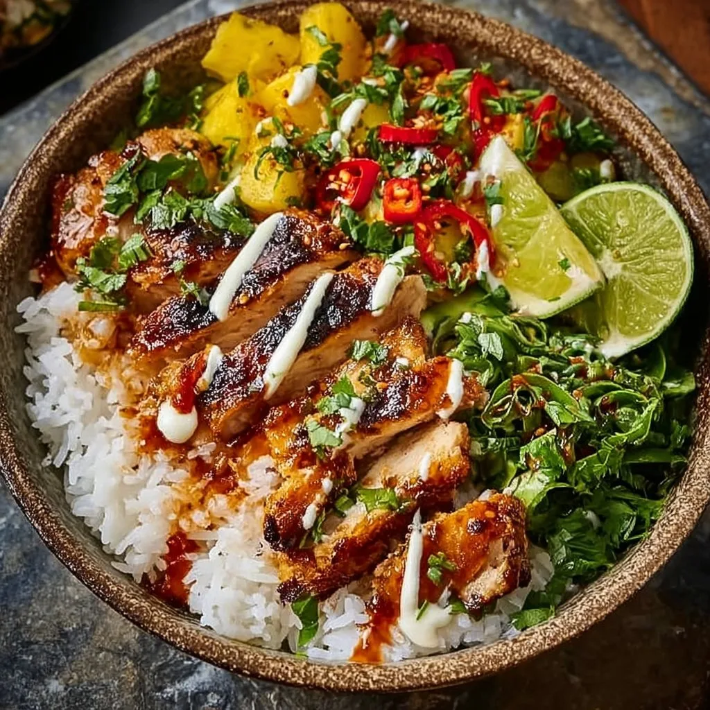 Sweet Chili Chicken Bowl with Coconut Lime Drizzle