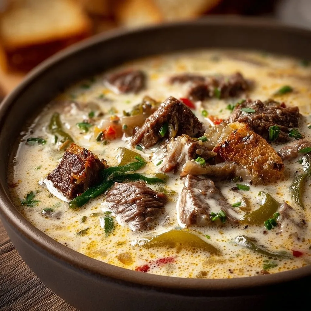 Creamy Philly Cheese Steak Soup