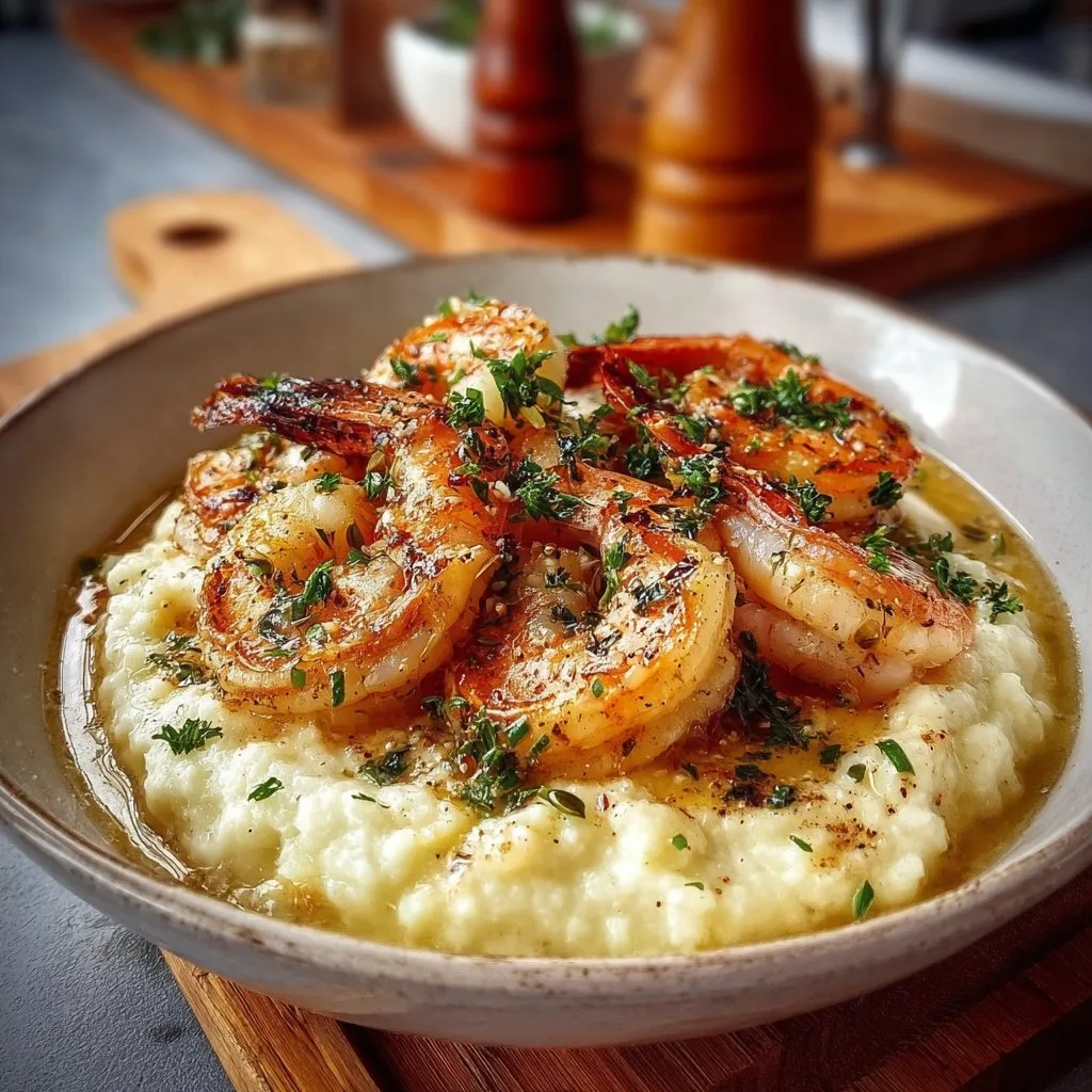 Creamy Garlic Shrimp Over Mashed Potatoes