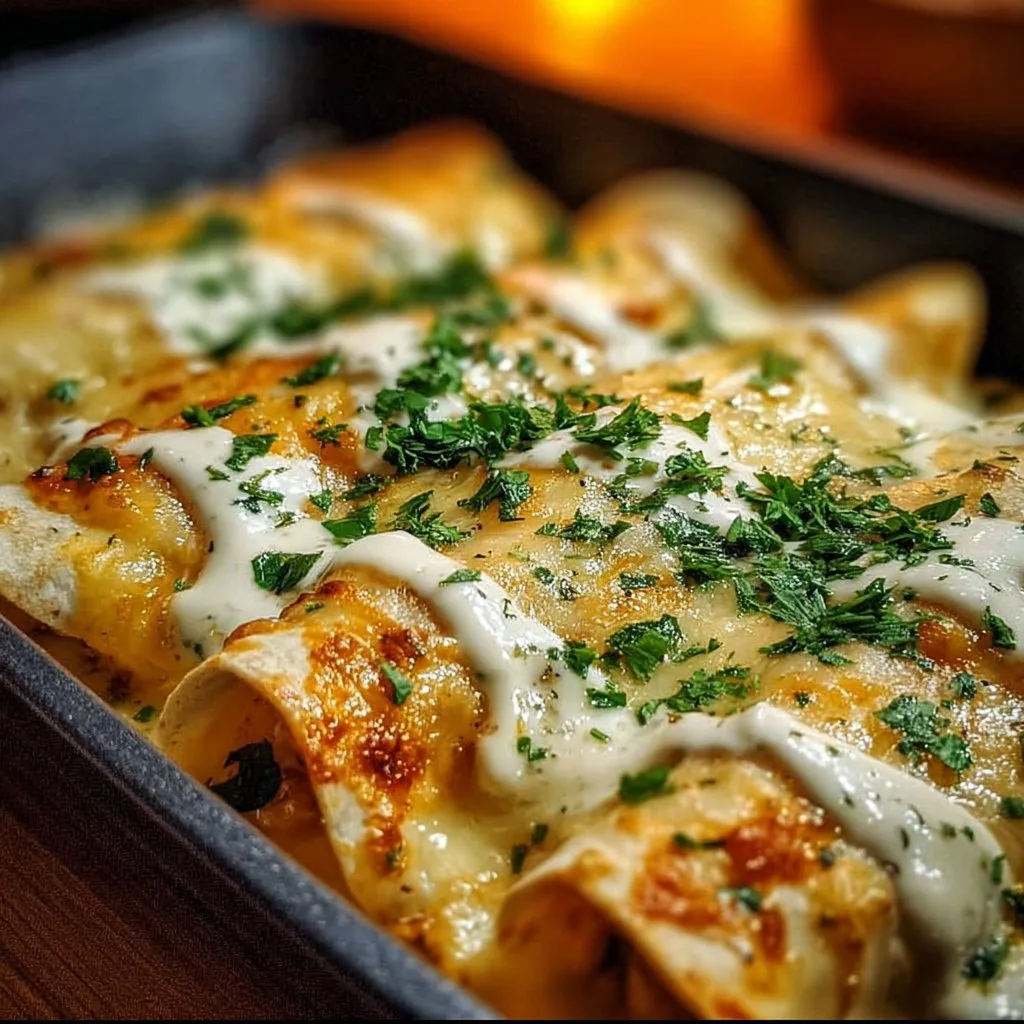 Chicken Enchiladas with Sour Cream White Sauce