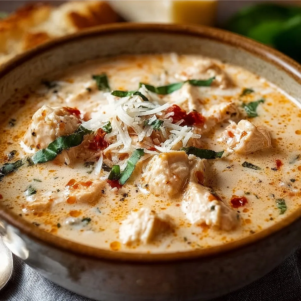 Crock Pot Creamy Chicken Parmesan Soup