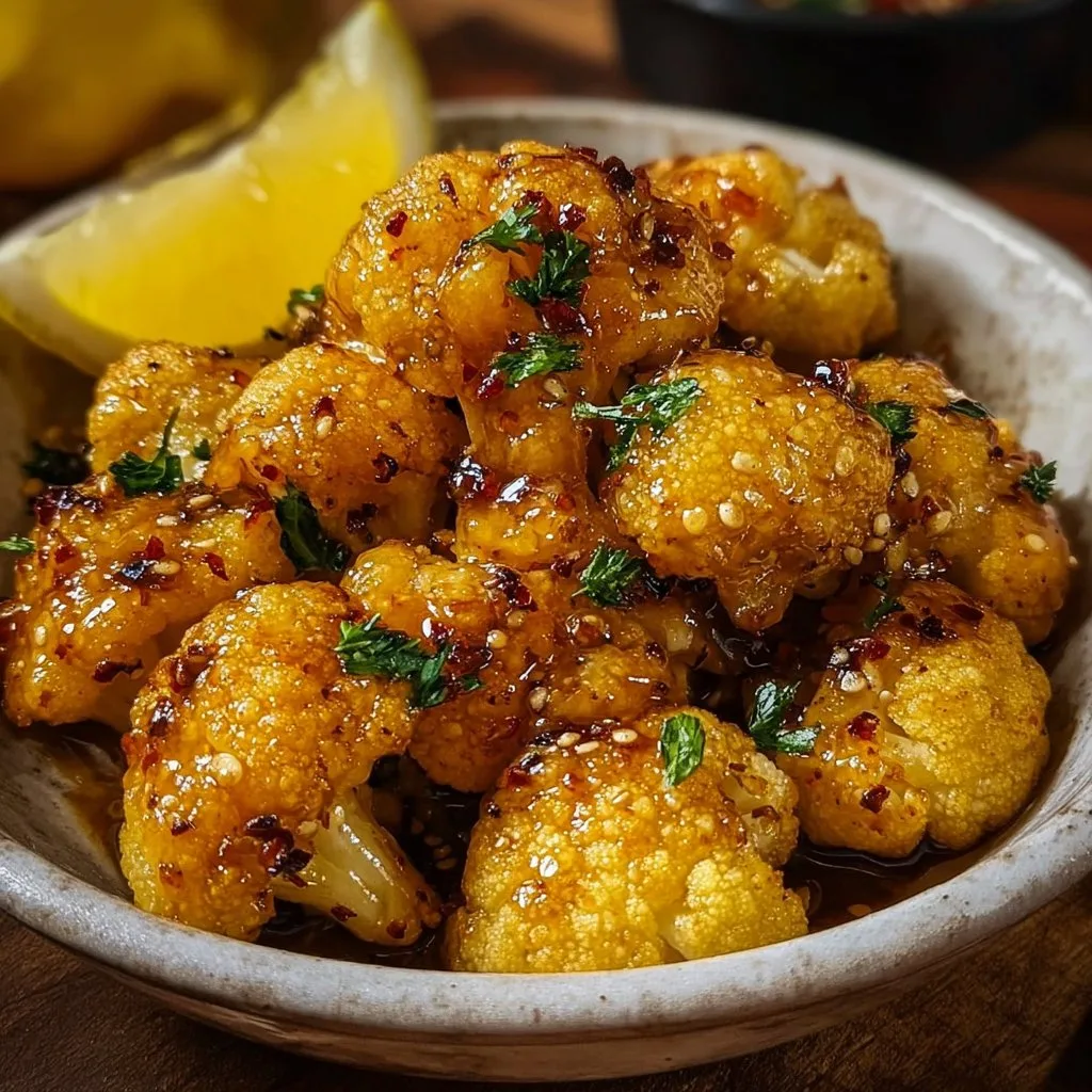 Vegan Lemon Pepper Glazed Cauliflower