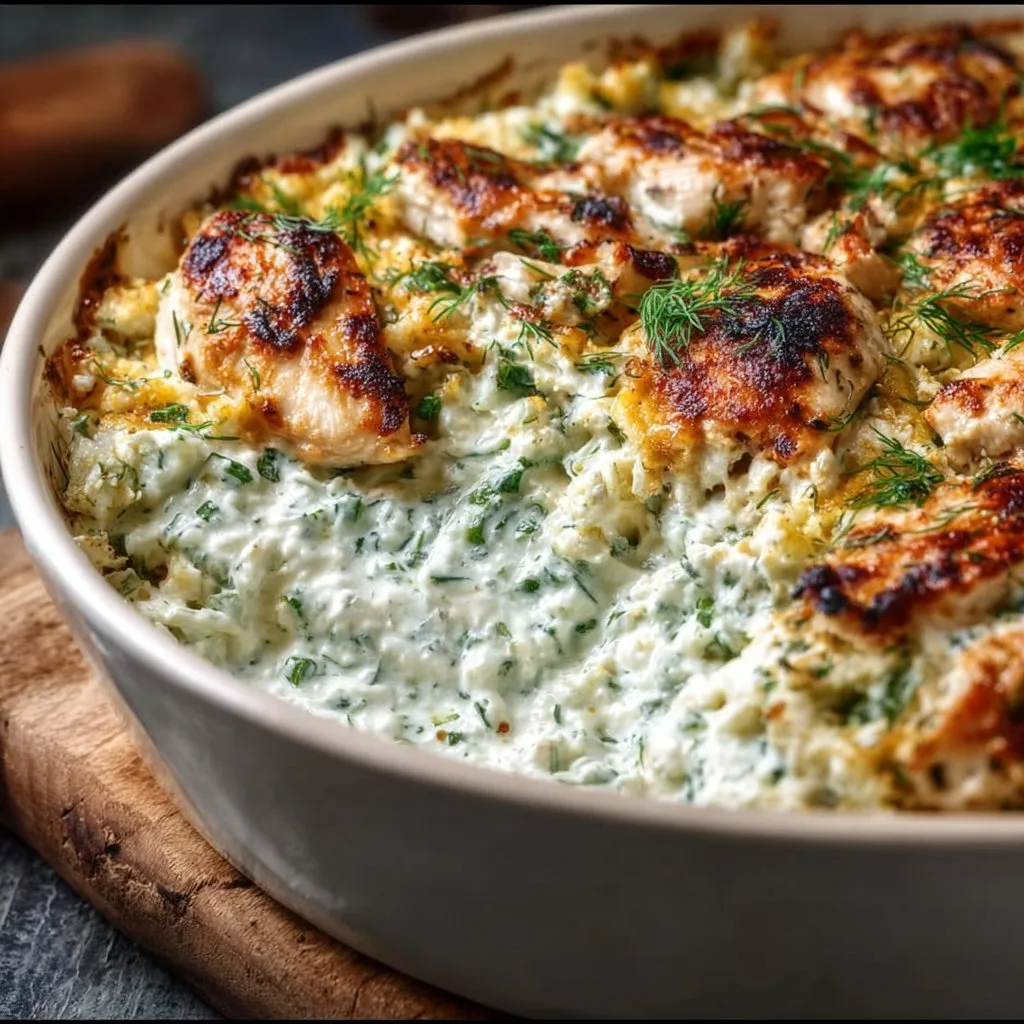 Dump-and-Bake Chicken Tzatziki Casserole