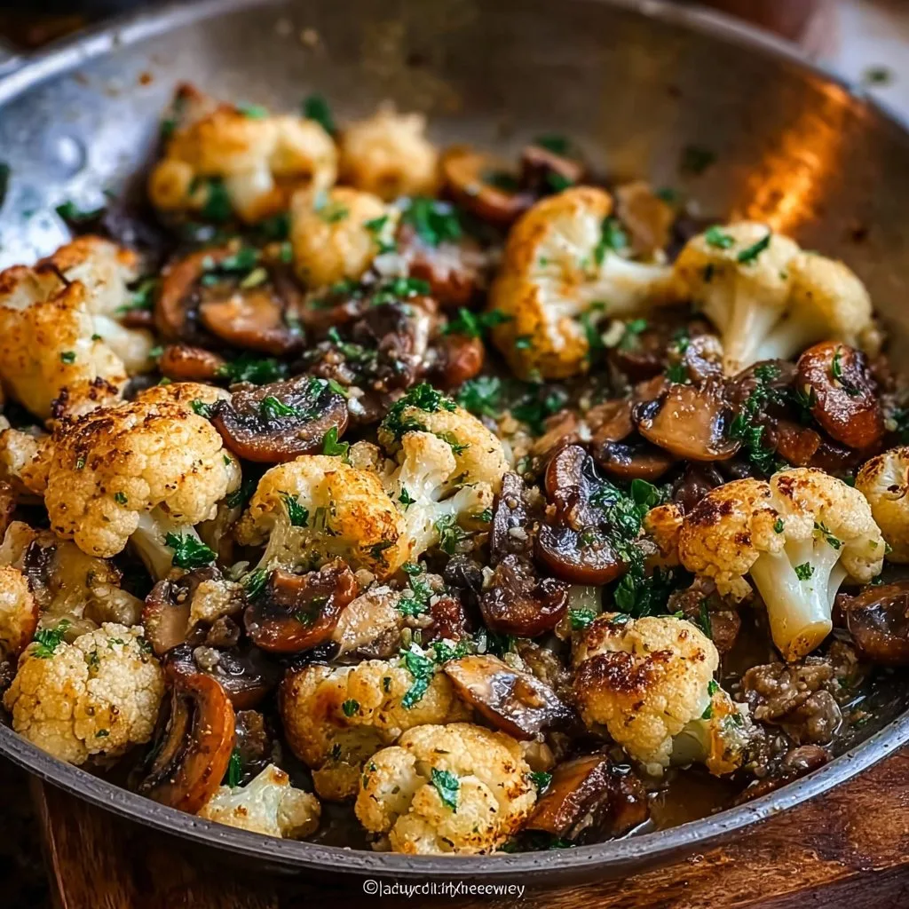 Garlic Mushrooms Cauliflower Skillet