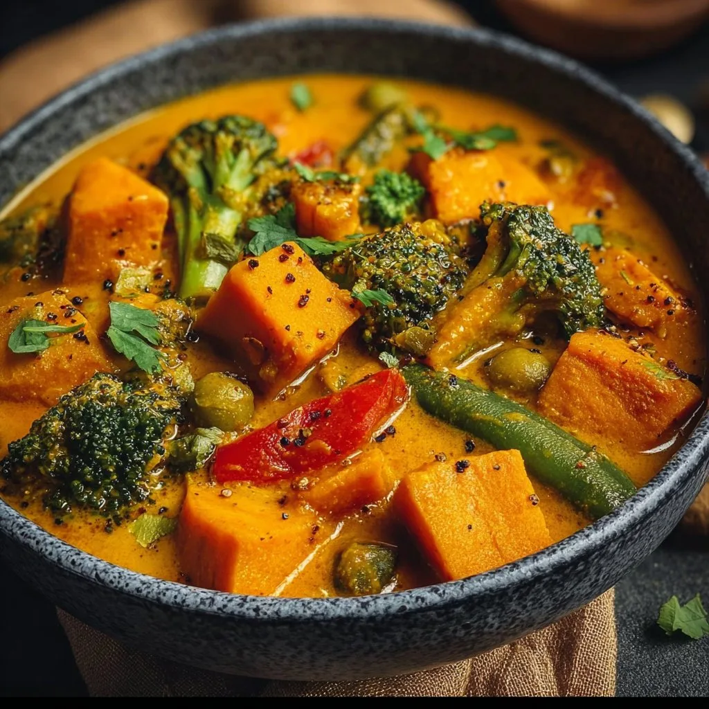 Sweet Potato Vegetable Curry with Broccoli