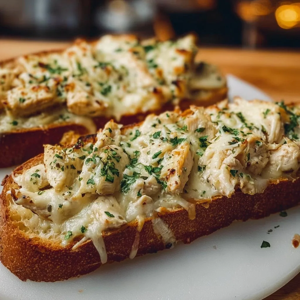 Irresistible Chicken Alfredo Garlic Bread