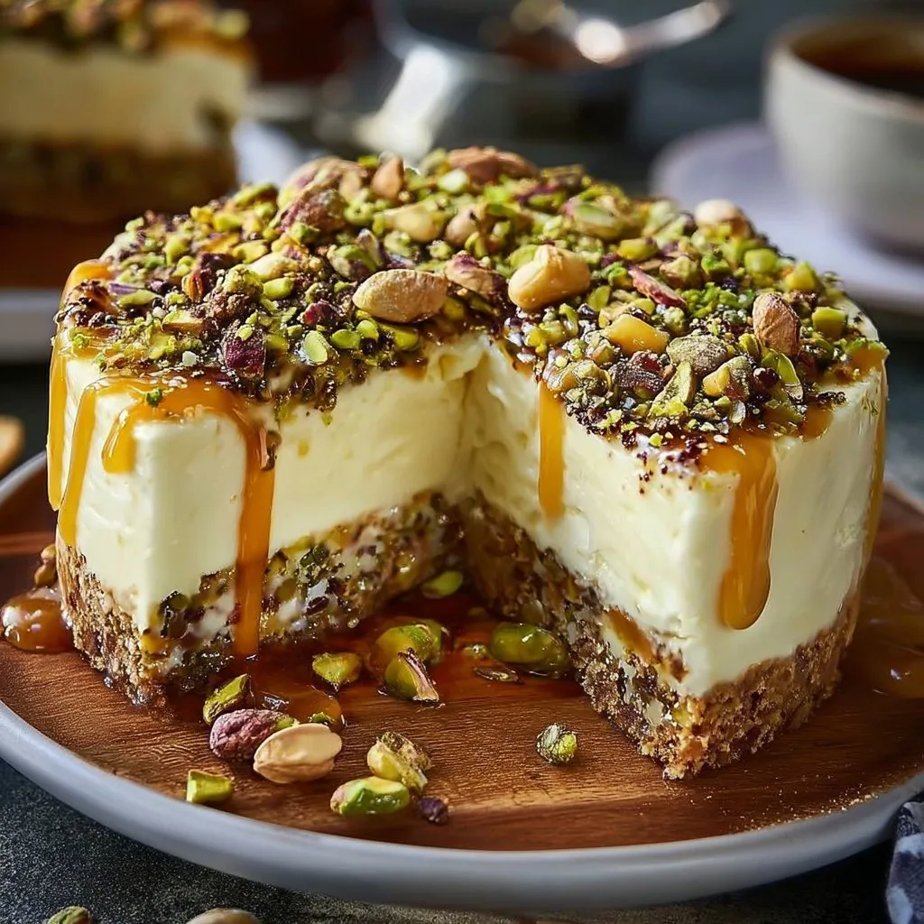 Heavenly Pistachio White Chocolate Cheesecake