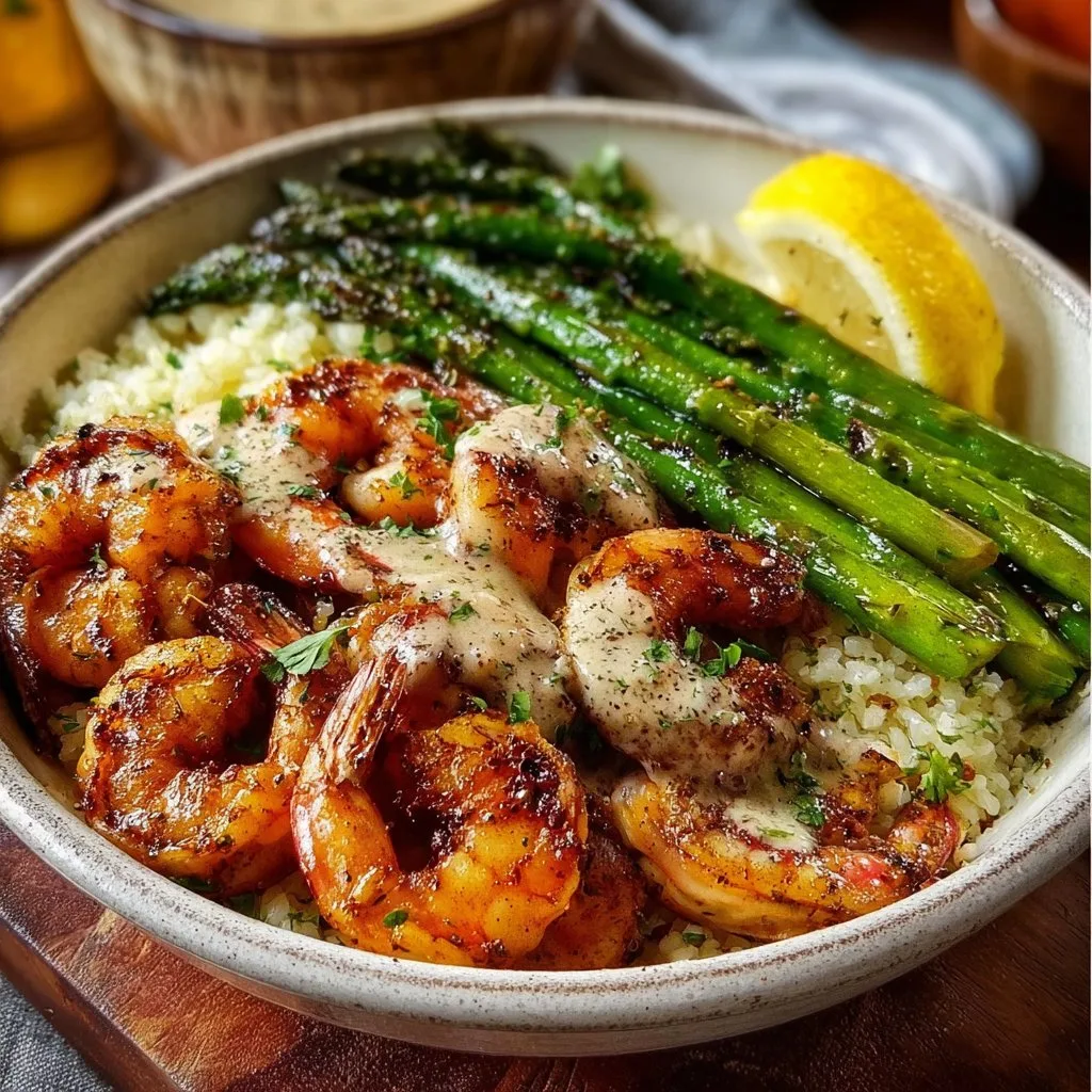 Grilled Shrimp Bowl with Asparagus