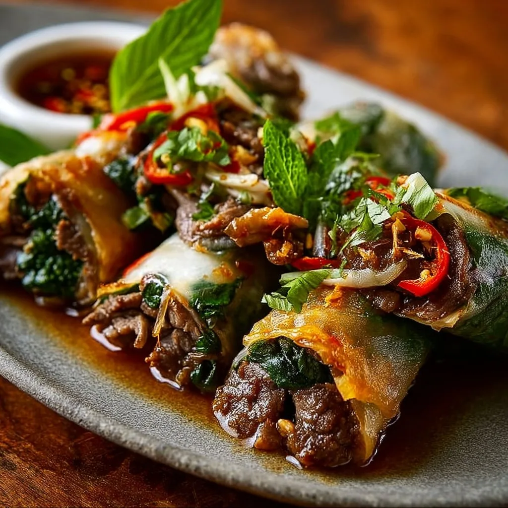 Thai Basil Beef Rolls