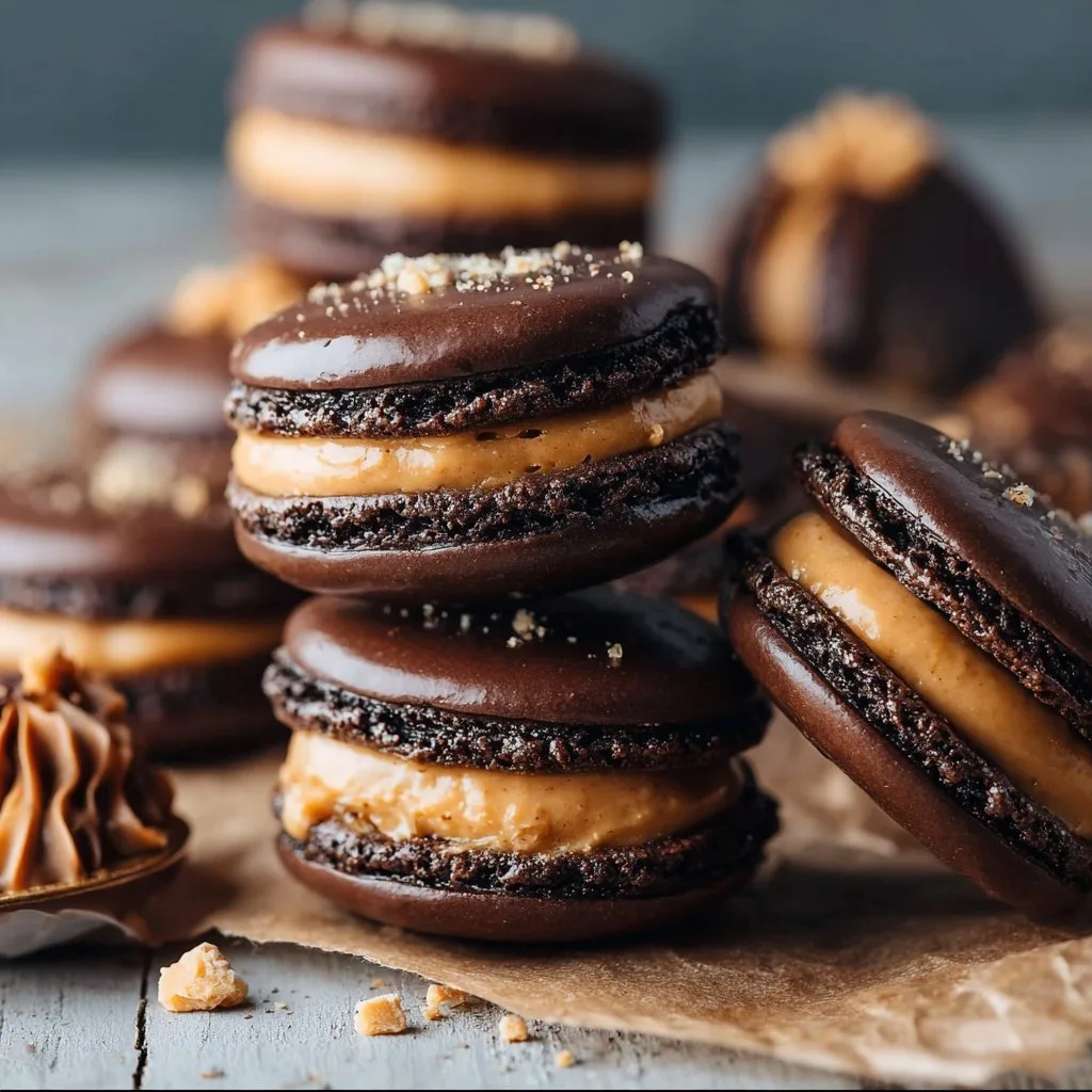 Chocolate Peanut Butter Macarons Recipe