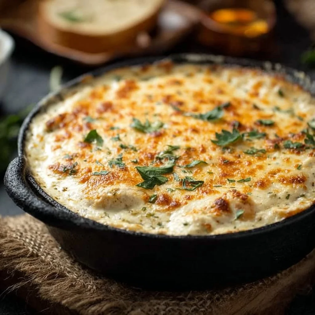 Baked Cheesy Chicken Alfredo Dip
