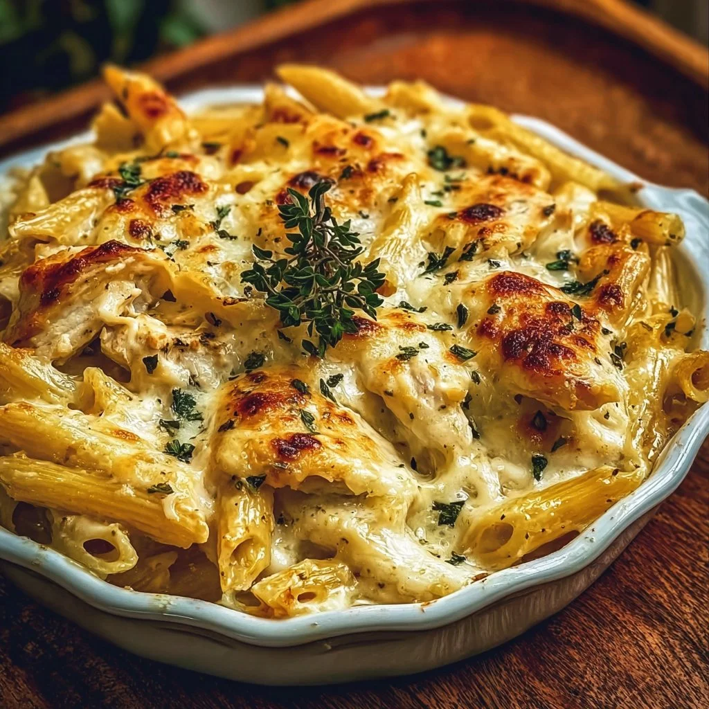 Baked Creamy Chicken Mozzarella Pasta