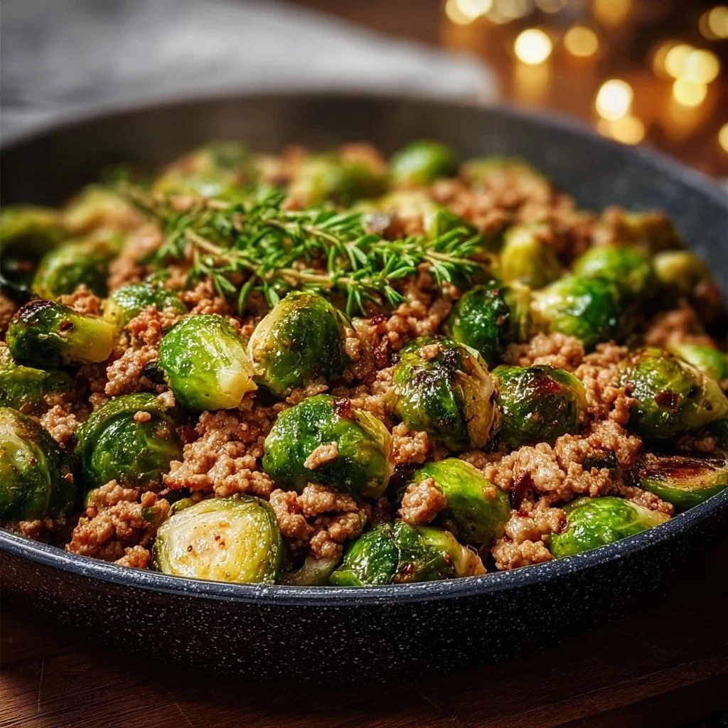 Brussels Sprouts and Ground Turkey Skillet