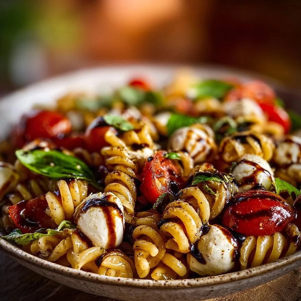 Caprese Pasta Salad with Balsamic Glaze