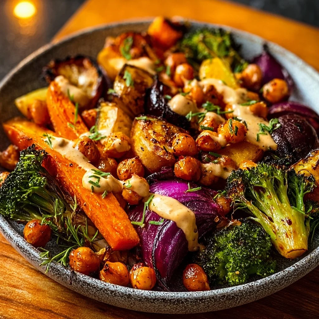 Caramelized Roasted Vegetables with Crispy Chickpeas