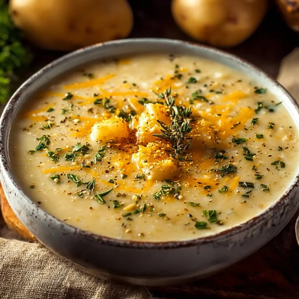 Cheddar Garlic Herb Potato Soup