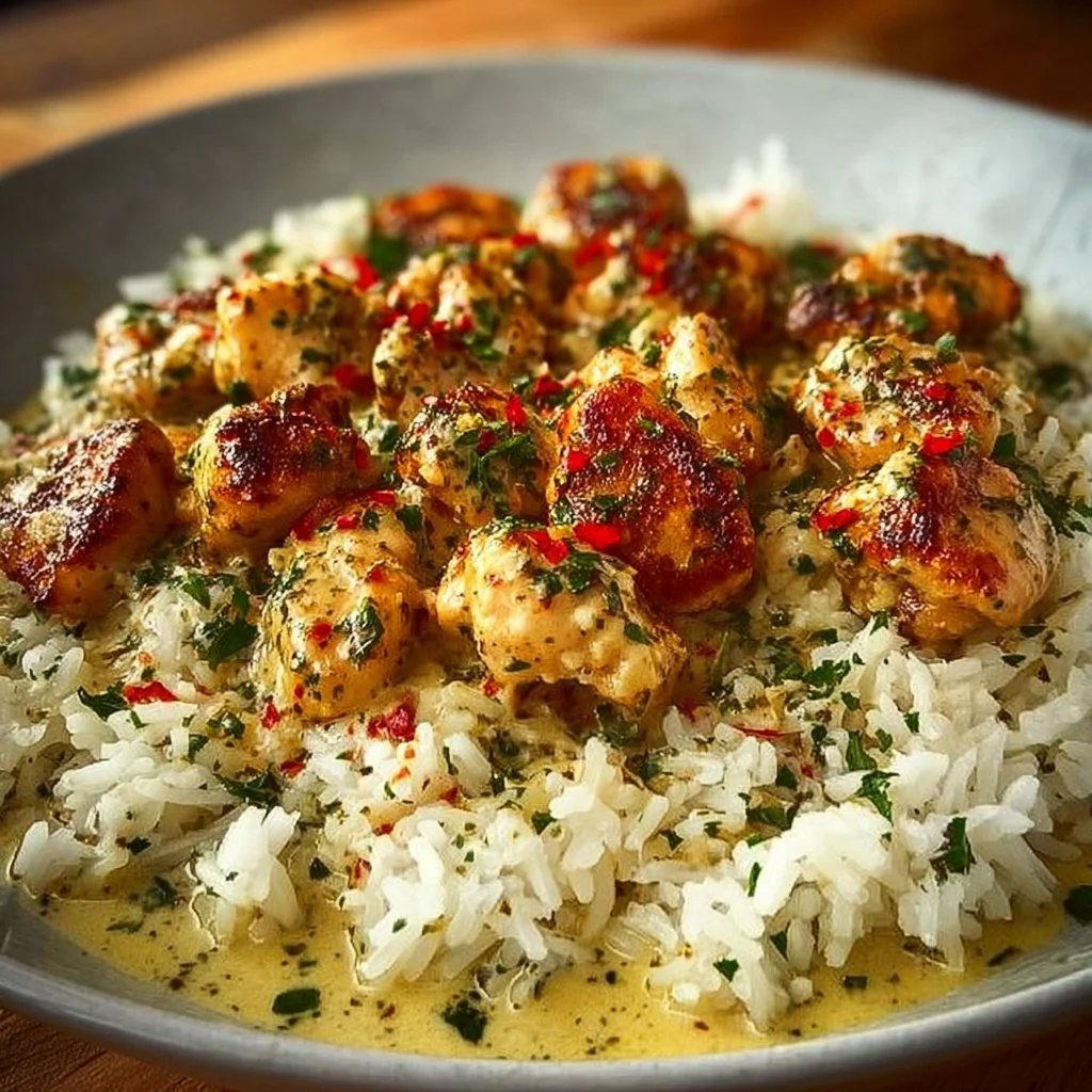 Chicken Scampi with Creamy Garlic Parmesan Rice