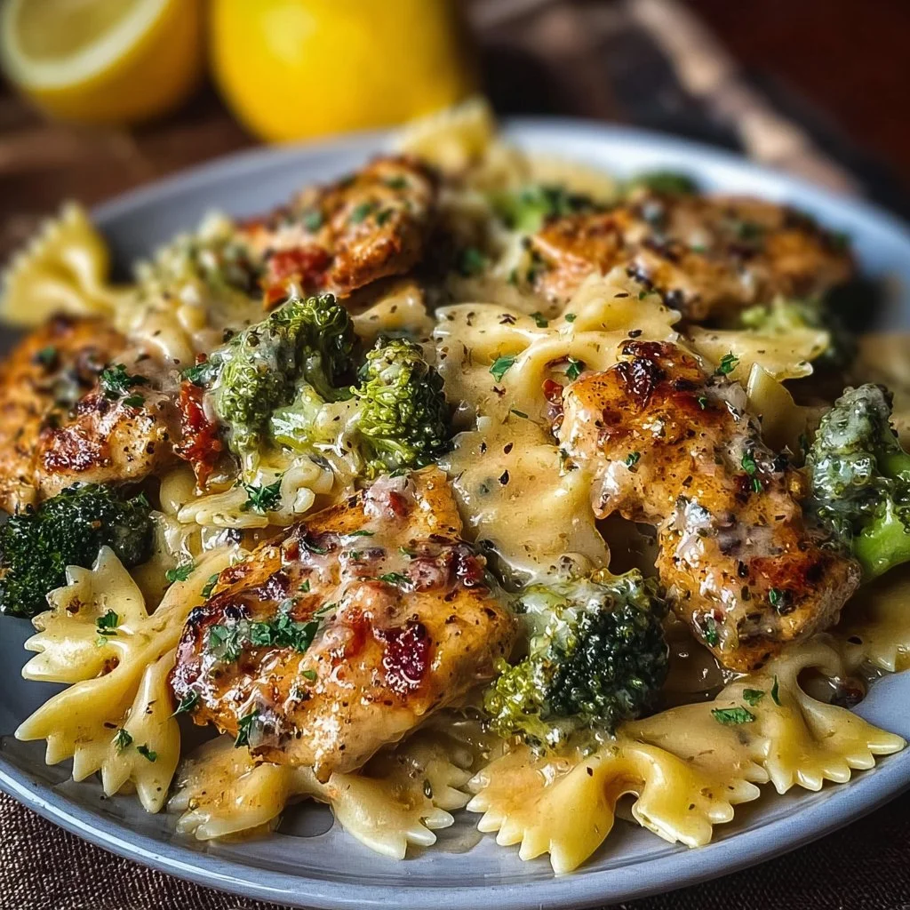 Cowboy Butter Lemon Bowtie Chicken with Broccoli Recipe