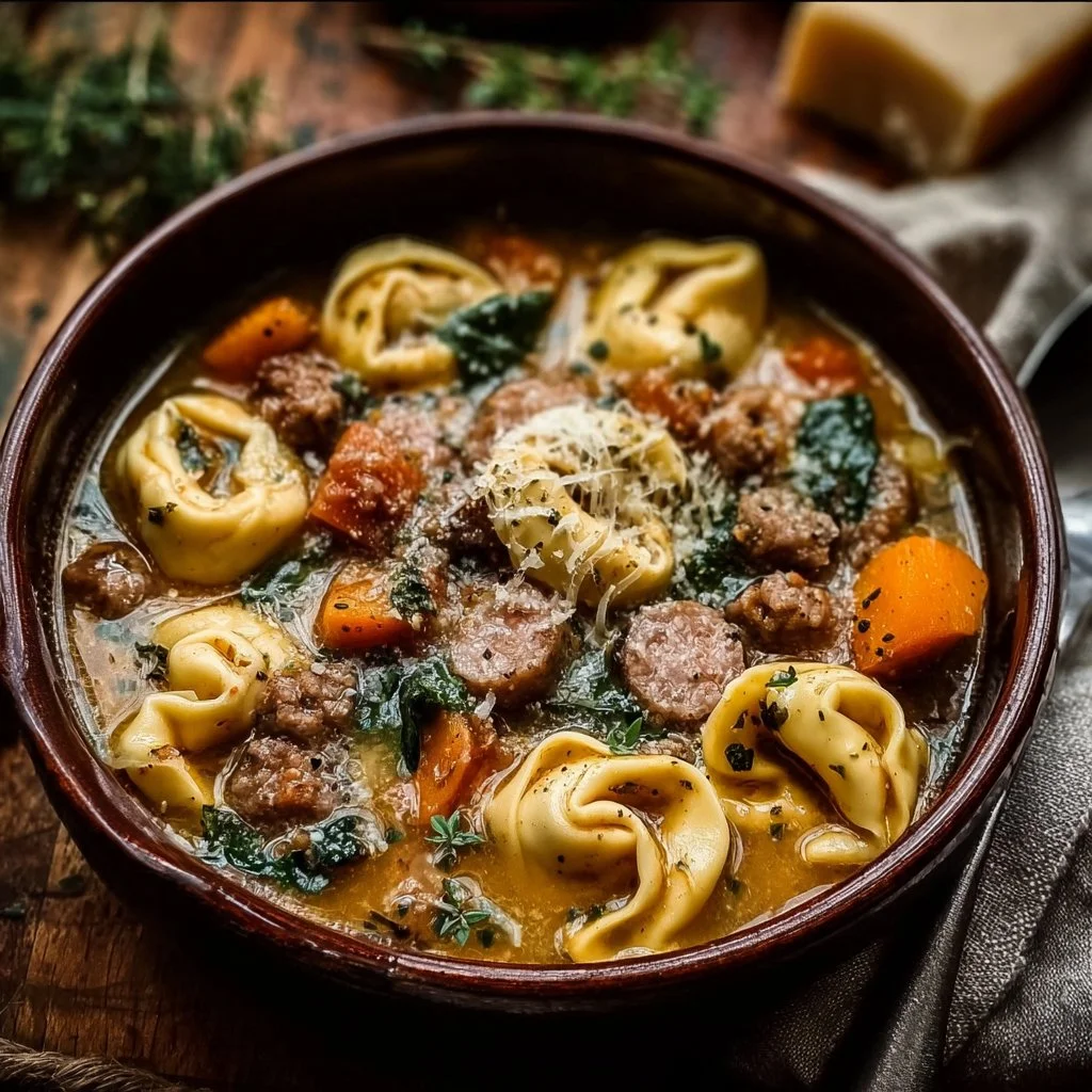 Cozy Autumn Tortellini Soup with Sausage for Chilly Nights