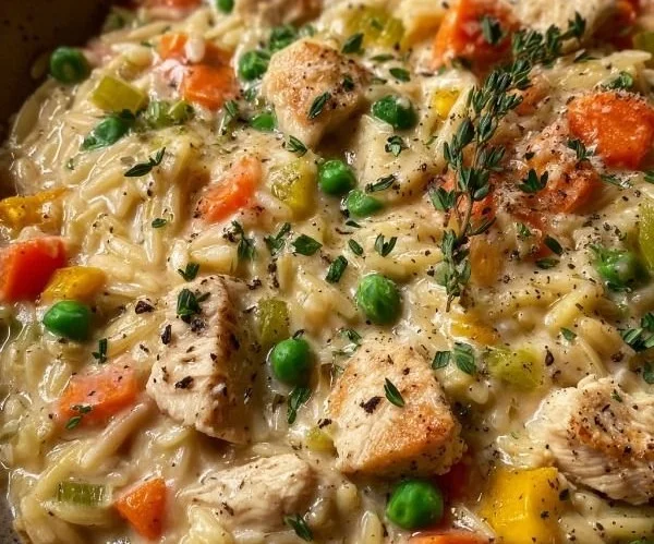Creamy Chicken Pot Pie Orzo