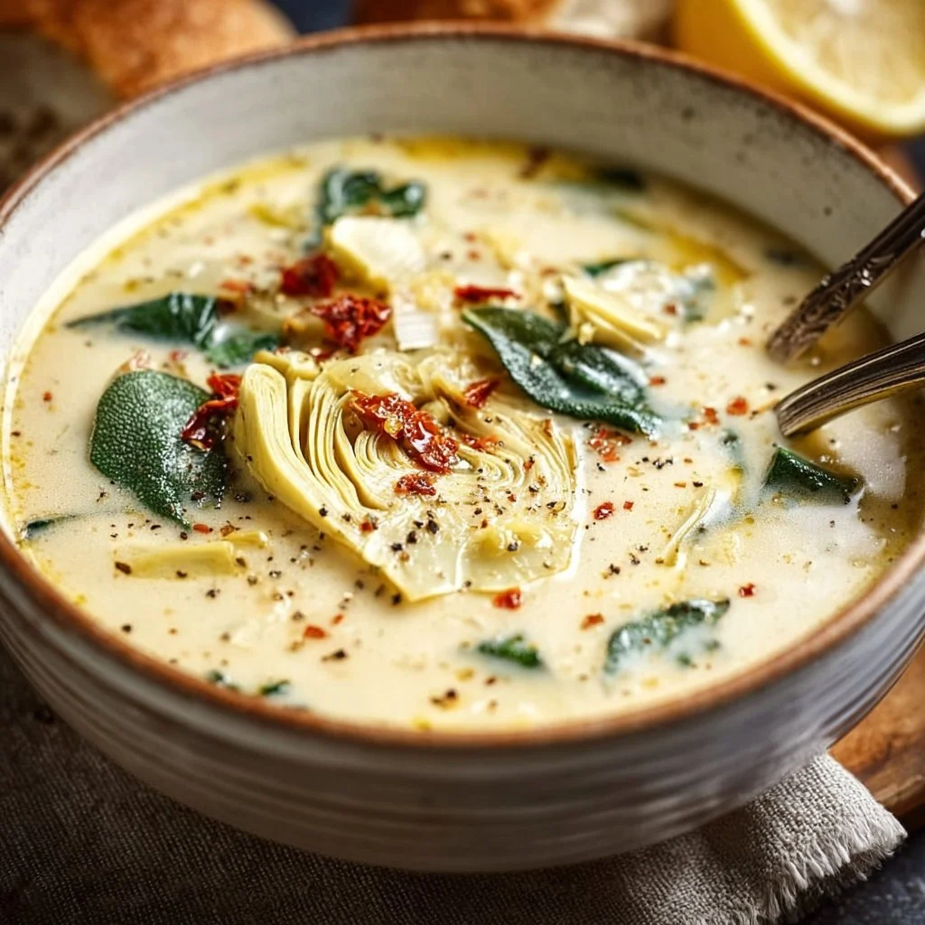 Creamy Lemony Tuscan Artichoke Soup