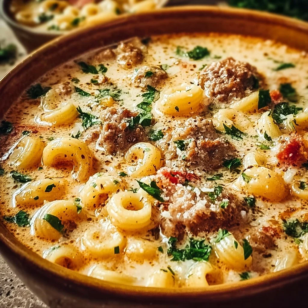 Creamy Parmesan Italian Sausage Ditalini Soup