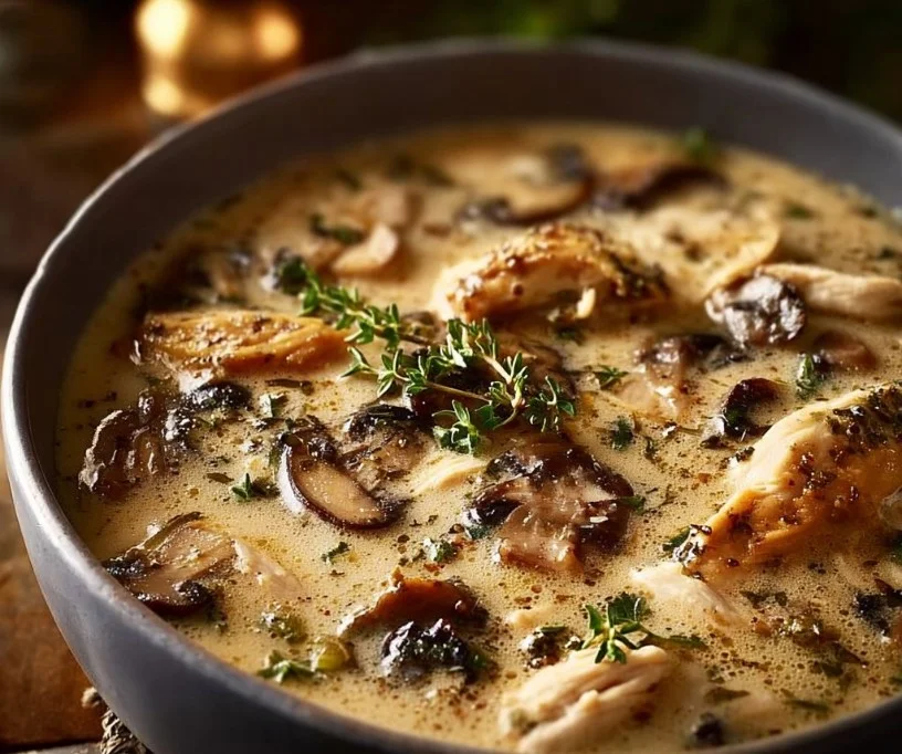 Creamy Rotisserie Chicken Mushroom Soup