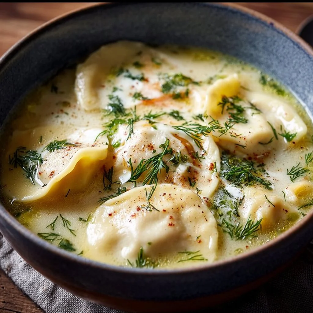 Dill Pierogi Soup