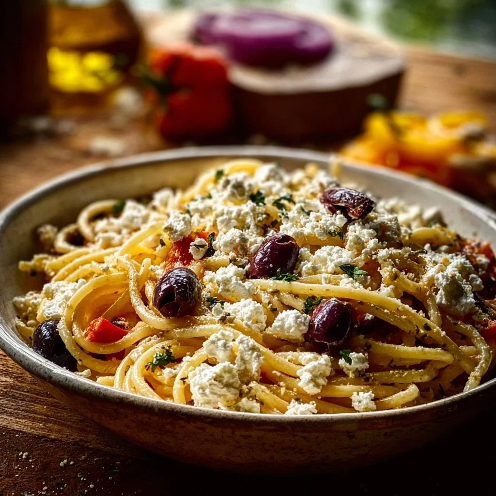 Greek Pasta with Feta and Olives