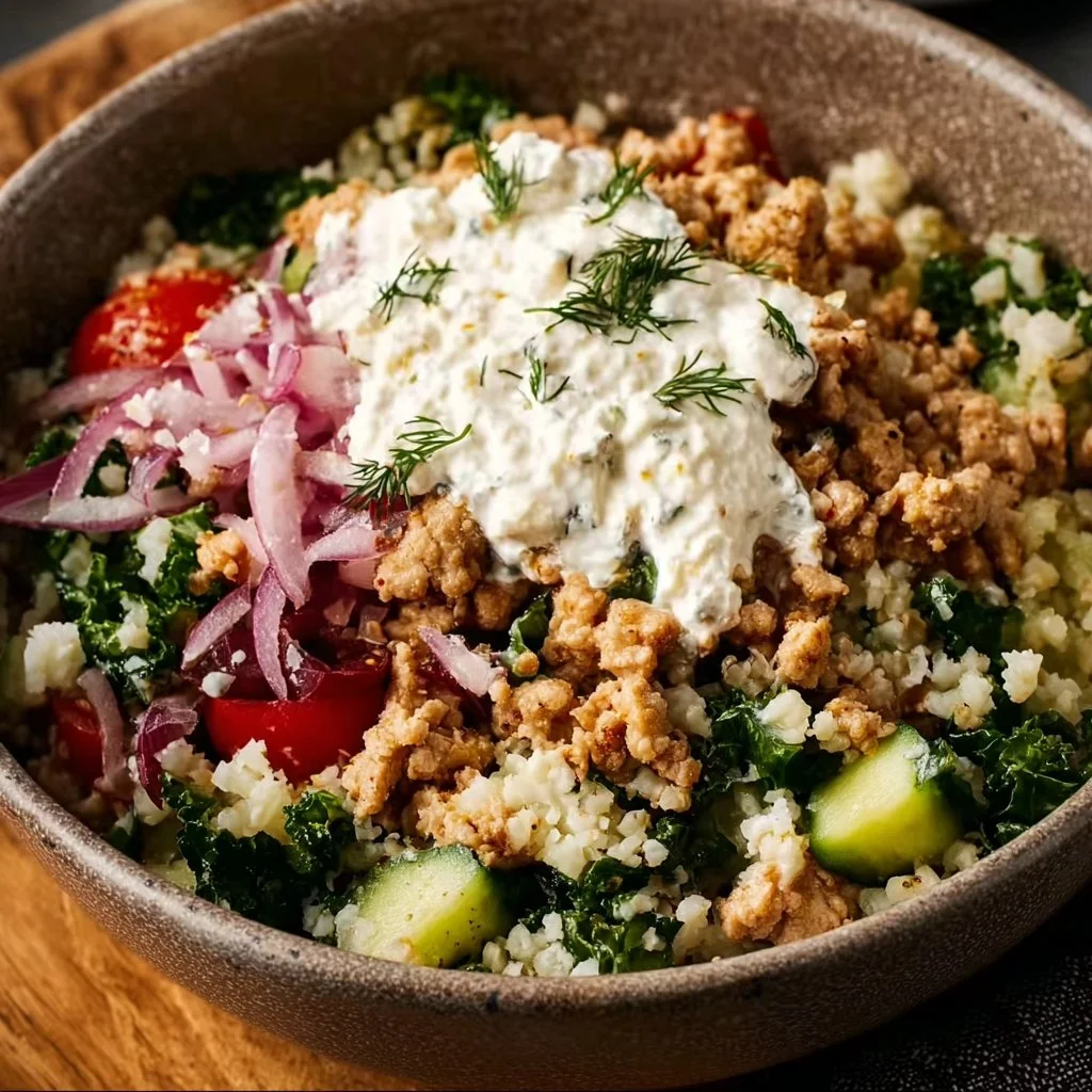 Healthy Greek Ground Chicken Bowls
