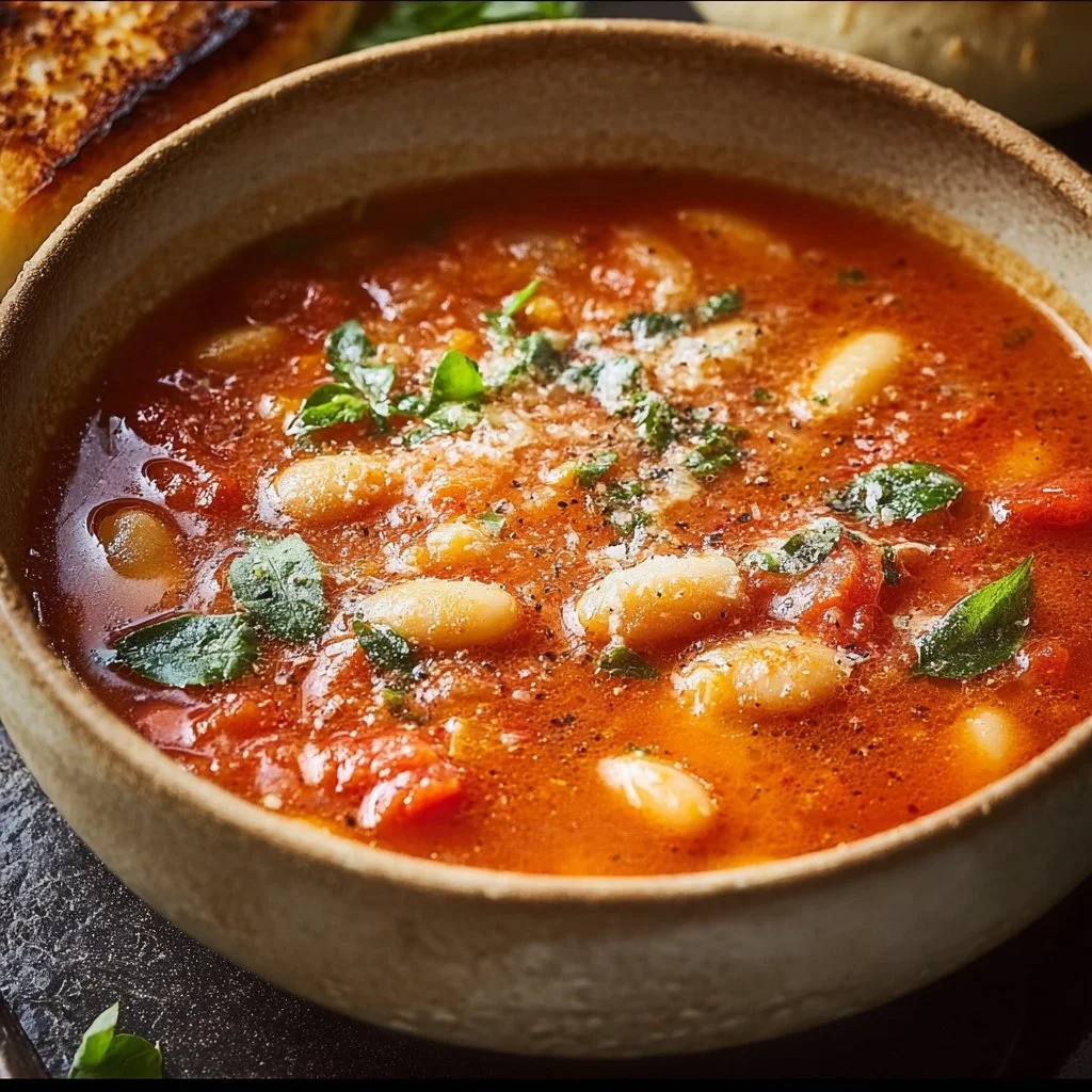 Hearty Tomato and Cannellini Bean Soup