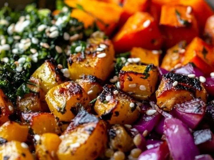 Herbed Lentil Rice with Roasted Veggies