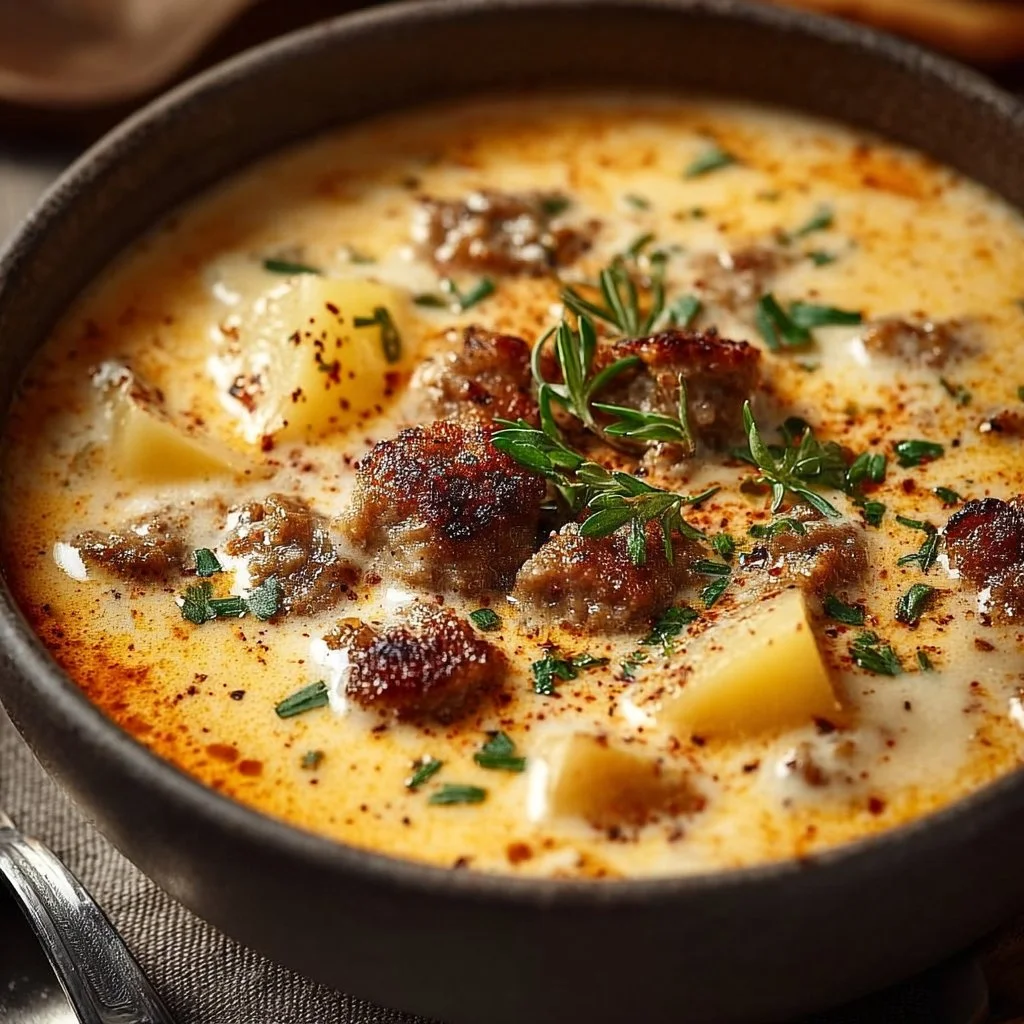 Indulgent Beer Cheese Potato Soup with Sausage Bliss