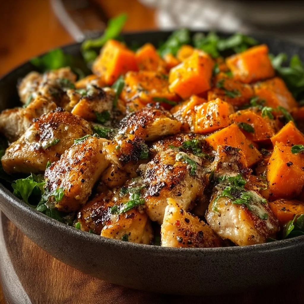 Maple Dijon Chicken & Sweet Potato Bowls
