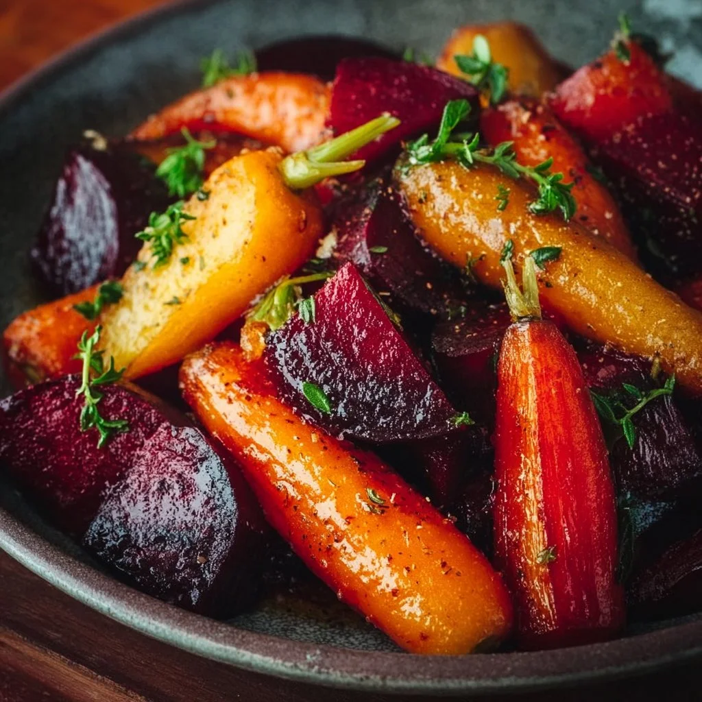 Maple Roasted Beets and Carrots
