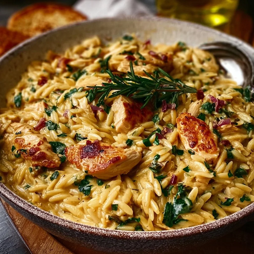 Mediterranean Creamy Chicken Orzo