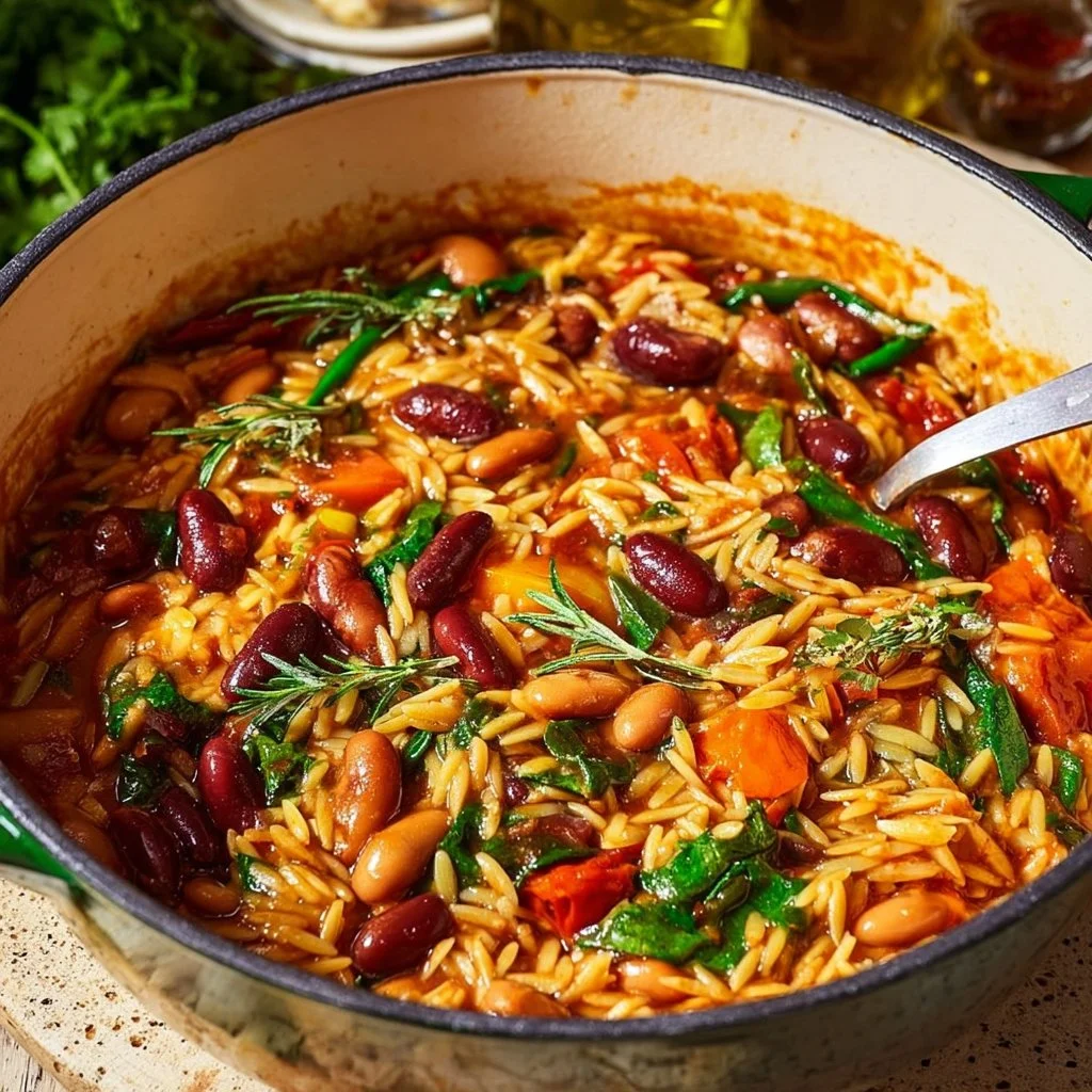 Mediterranean Orzo and Beans (Healthy One-Pot Dinner)