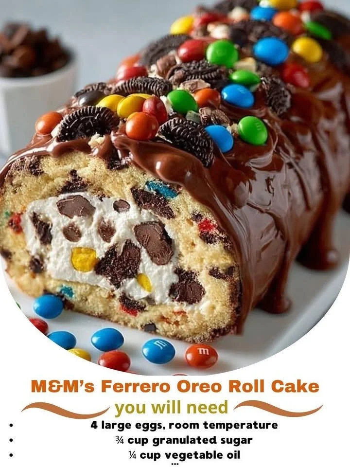 M&M’s Ferrero Oreo Roll Cake