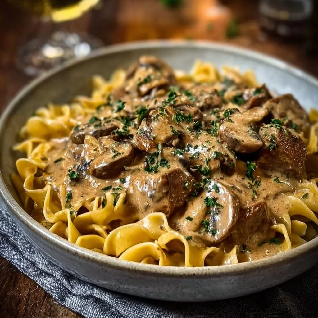 Mushroom and Seitan Stroganoff - MushroomSalus