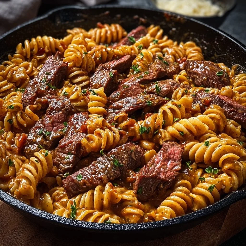 One-Skillet Buffalo Ranch Steak & Pasta