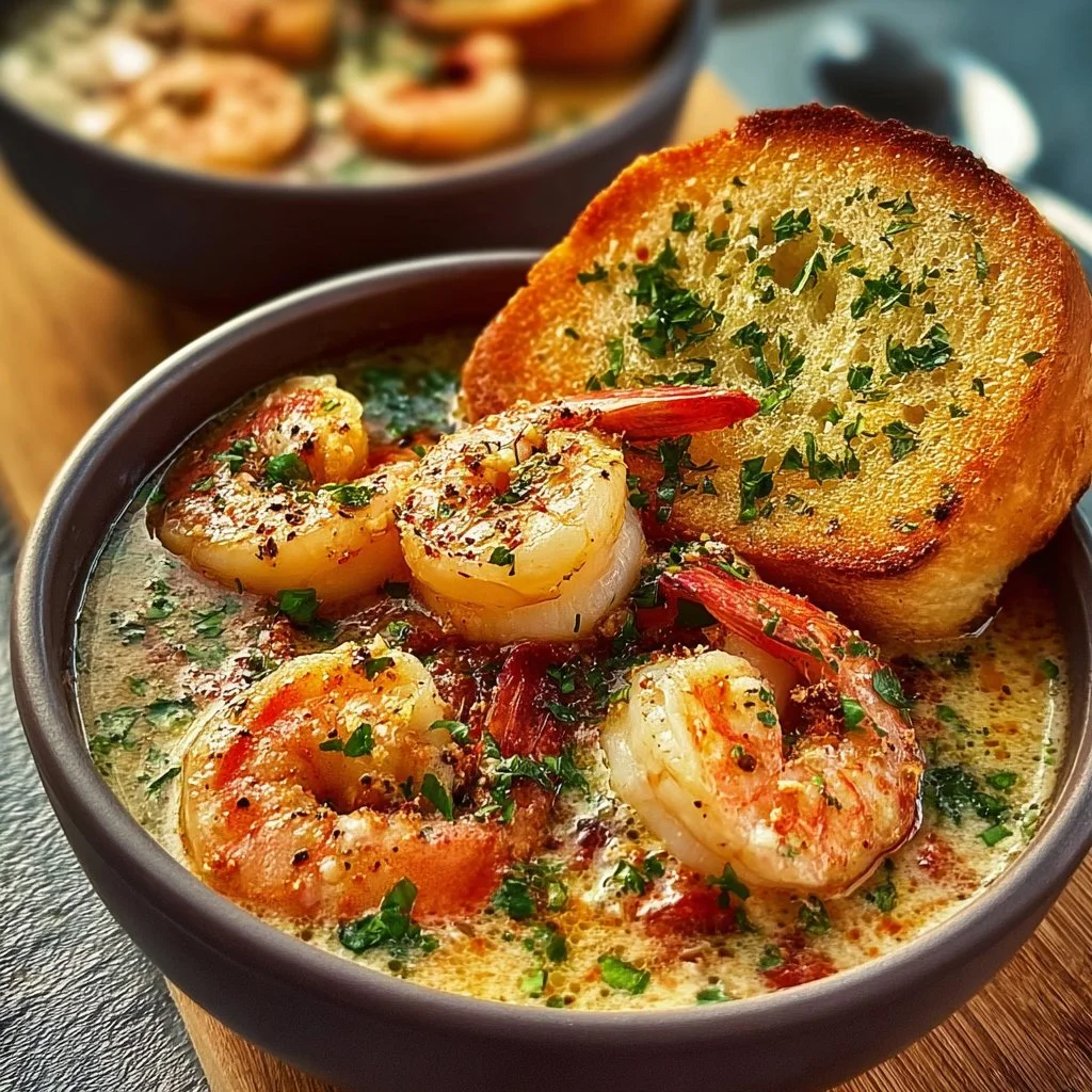 Shrimp Scampi Bowls with Garlic Bread